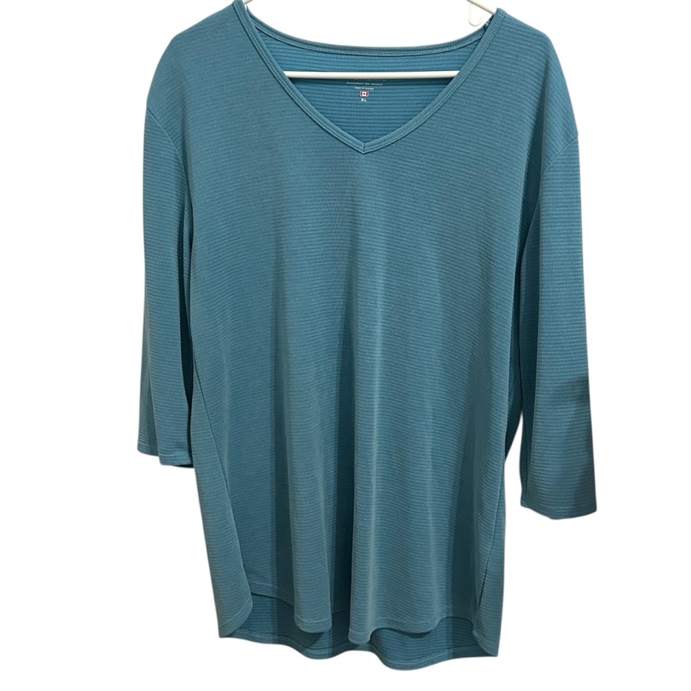 Seg'ments Women's V-neck Shirt 3/4 Sleeve Basic/Essential Tencel Lightweight XL